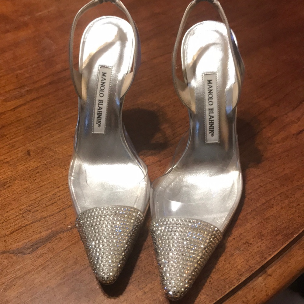 Manolo Blahnik Crystal Toe Slingbacks